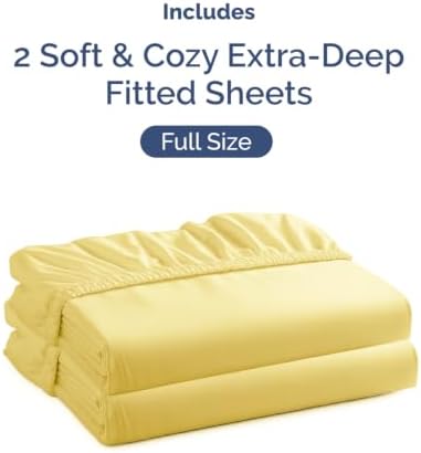 CGK Linens 2 Pack Extra Deep Full Fitted Sheets - Yellow