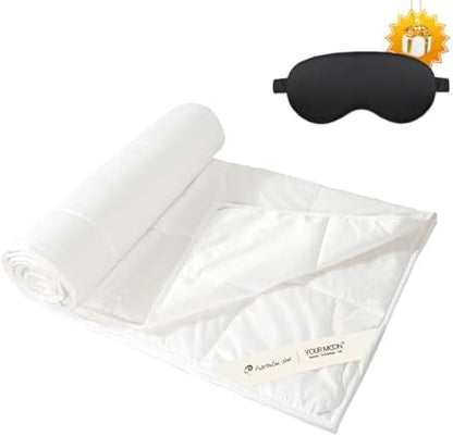 YOUR MOON Lightweight Wool Comforter King Size, 100% Australian Lamb Wool Filling Duvet Insert, 100GSM, Breathable & Thin Summer Comforter for Hot Sleepers, Soft Noiseless Cotton Shell(White)