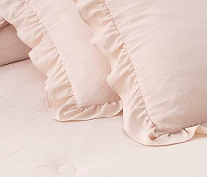 Chezmoi Collection Sinclair 3-Piece Ruffle Skirt Bedspread Set - French Country Chic Farmhouse - King, Blush
