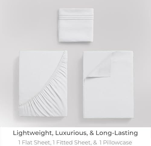 Mellanni Iconic 3-Piece, Ultra Soft Sheet Set (Twin, White)