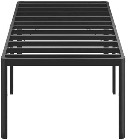 Lutown-Teen 25 Inch High Twin Bed Frames with Rounded Corner Legs, Heavy Duty Metal Twin Platform Bed Frame with Steel Slats Support, No Box Spring Needed, Noise Free, Easy Assembly