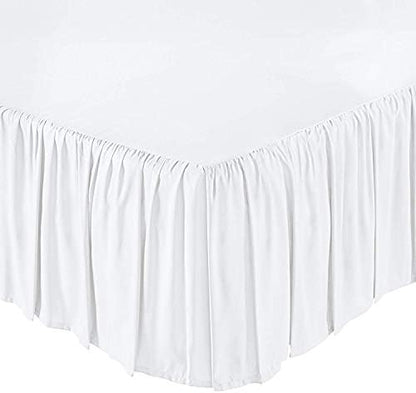 Mattress-Homes Ruffled Bed Skirt Split Corners with Platform, Tailored Fit Wrinkle Free Ultra-Soft Microfiber Dust Ruffle, Upto 14" Drop, Queen, White