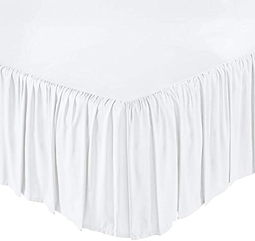 Mattress-Homes Ruffled Bed Skirt Split Corners with Platform, Tailored Fit Wrinkle Free Ultra-Soft Microfiber Dust Ruffle, Upto 18" Drop, King, White