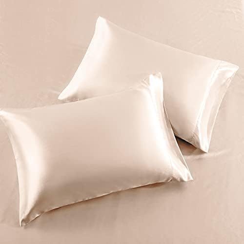 SiinvdaBZX 4Pcs Satin Sheet Set King Size 15-Inch Deep Pocket, Blush