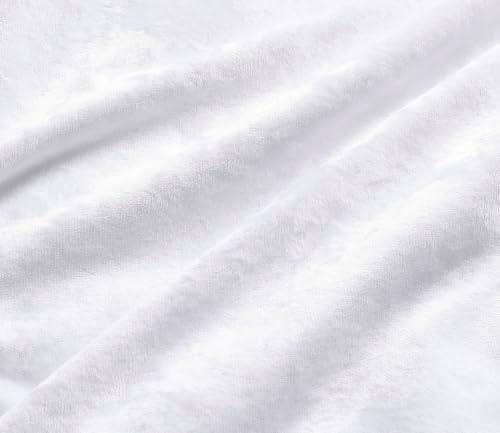 Fredsure Distressed Velvet Comforter Set, 5 Pieces Bright White King, Distressed Velvet Face and Brushed Microfiber Reverse