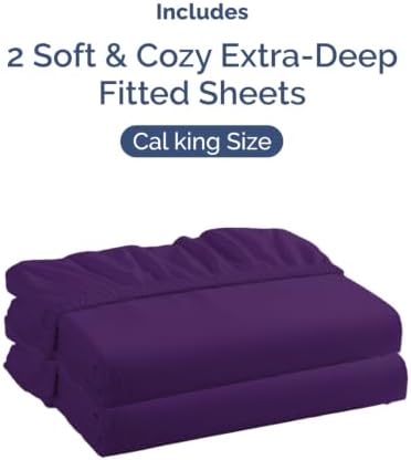CGK Linens 2 Pack Extra Deep Cal King Fitted Sheets - Purple