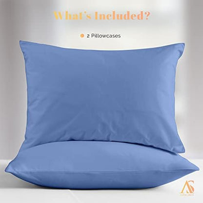 800 Series King Pillow Cases Set of 2, Sateen, Deep Blue