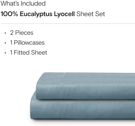 Sijo AiryWeight Tencel Sheet Set, 100% Lyocell Derived from Eucalyptus, Buttery Soft, Architectural Digest Best Cooling Sheets Winner - 2pc - 1 Pillowcase 1 Fitted (Teal, Twin)