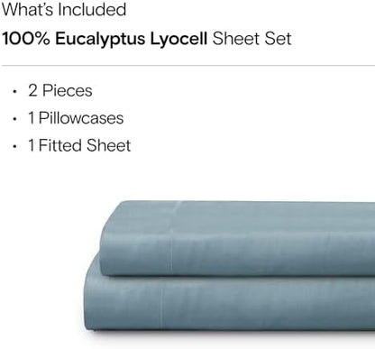Sijo AiryWeight Tencel Sheet Set, 100% Lyocell Derived from Eucalyptus, Buttery Soft, Architectural Digest Best Cooling Sheets Winner - 2pc - 1 Pillowcase 1 Fitted (Teal, Twin)