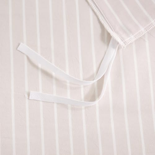 NEXHOME PRO Striped Duvet Cover King Size,100% Washed Cotton Bedding Set,Textured Linen Feel,Breathable,Organic,3 Piece(White Stripes 104x90)
