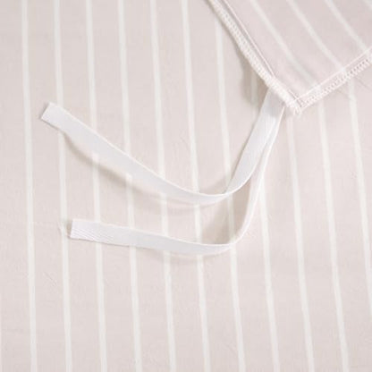 NEXHOME PRO Striped Duvet Cover King Size,100% Washed Cotton Bedding Set,Textured Linen Feel,Breathable,Organic,3 Piece(White Stripes 104x90)