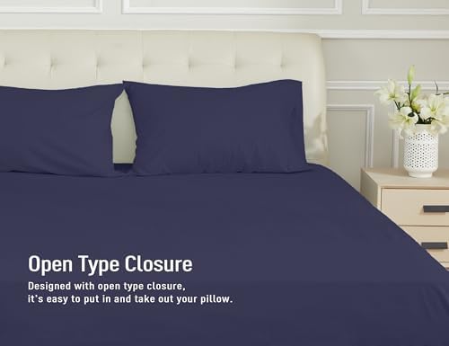 Sunflower Queen Pillowcases Set of 2, 100% Cotton Pillow Cases, Navy Blue