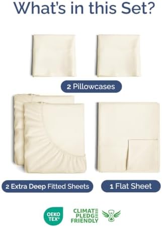 Extra Deep Pocket Split King Sheet Set - Breathable & Cooling - Off White
