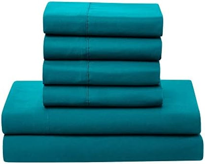 Sweet Home Collection 7 Piece Comforter Set Bag Solid Color All Season Soft Down Alternative Blanket & Luxurious Microfiber Bed Sheets, Teal, Full