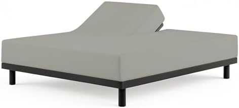 1 PC Top Split King Fitted Sheet for Adjustable beds, 34" Split, Light Grey