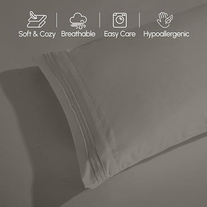 Elegant Comfort Luxury 4-Piece Bed Sheet Set - Luxury Bedding 1500 Premium Hotel Quality Microfiber, Wrinkle Resistant Cool and Breathable, Easy Elastic Fitted, RV Short Queen, Grey
