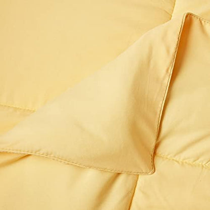 Sweet Home Collection 7 Piece Comforter Set Bag Solid Color All Season Soft Down Alternative Blanket & Luxurious Microfiber Bed Sheets, Yellow, Queen