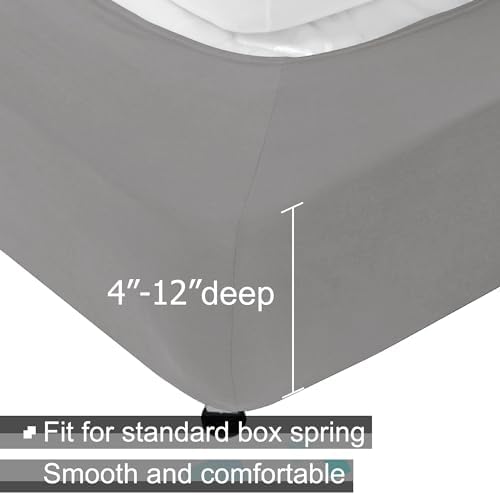 ALYVIA SPRING Full Size Box Spring Cover Jersey Knit Stretchy, Silver