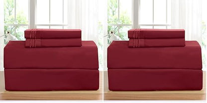 Elegant Comfort Luxurious Bed Sheets Set on Amazon 1500 Premier Wrinkle,Fade and Stain Resistant 4-Piece Bed Sheet Set, Deep Pocket, King Burgundy (Pack of 2)