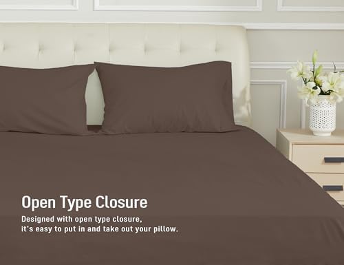 Sunflower Queen Pillowcases Set of 2, 100% Cotton Pillow Cases, Mocha Taupe