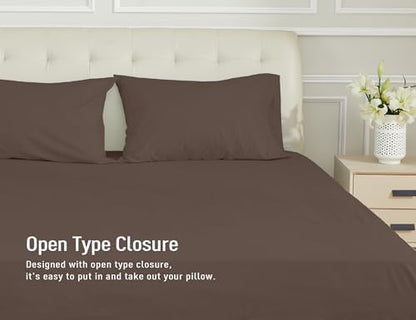 Sunflower Queen Pillowcases Set of 2, 100% Cotton Pillow Cases, Mocha Taupe