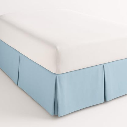Mattress-Homes Luxury Box Pleated Bed Skirt Split Corners Platform Style Easy Fit Fade & Wrinkle Resistant with Tailored Drop 14 Inch (Full, Light Blue)