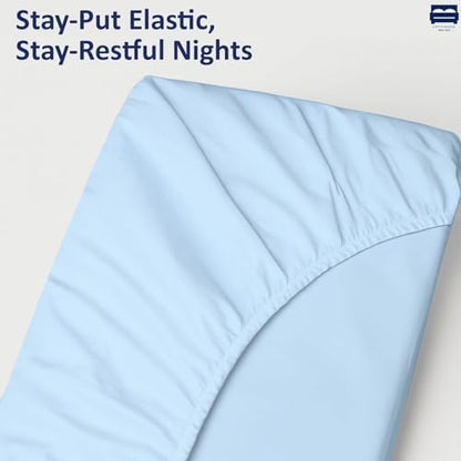 1 PC Cot Size 33" x 75" Fitted Sheet Only, 100% Egyptian Cotton, Light Blue