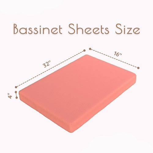 Baby Bassinet Sheets Girls – 100% Cotton Muslin Bassinet Sheets, 2 pc Bassinet Mattress Sheets, 32"x16"x 4", Oeko-TEX Certified, Bedside Bassinet Sheet (Pink)