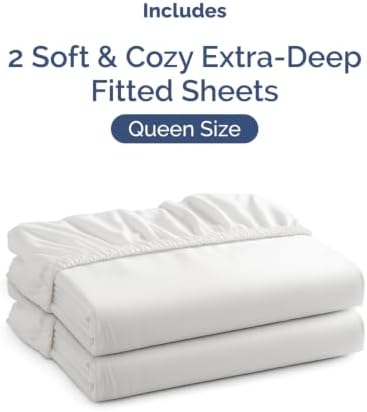CGK Linens 2 Pack Extra Deep Queen Fitted Sheets - White