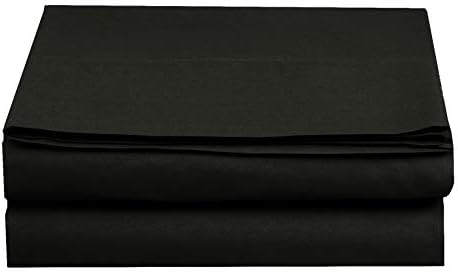 Elegant Comfort Premium Hotel Quality 1-Piece Flat Sheet, Luxury and Softest 1500 Premium Hotel Quality Microfiber Bedding Flat Sheet, Wrinkle-Free, Stain-Resistant, King, Black