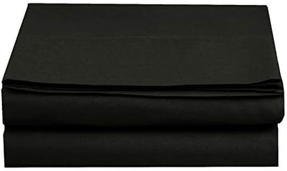 Elegant Comfort Premium Hotel Quality 1-Piece Flat Sheet, Luxury and Softest 1500 Premium Hotel Quality Microfiber Bedding Flat Sheet, Wrinkle-Free, Stain-Resistant, King, Black