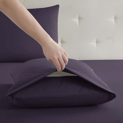 Clara Clark King Sheets, 6 Piece Set - Hotel Luxury Sheets for King Size Bed, Super Soft Bedding Set, King Size, Eggplant Purple