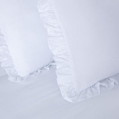 Chezmoi Collection Sinclair 2-Piece Ruffle Skirt Bedspread Set - French Country Chic Farmhouse - Twin, White