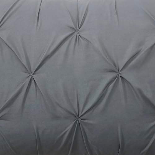 7 Piece Comforter Set Bed in a Bag Ombre Pintuck Design All Season Soft Down Alternative Bedding Comforter Set & Luxurious Matching Bed Sheets & Pillow Shams, Ombre Pintuck Gray, Full