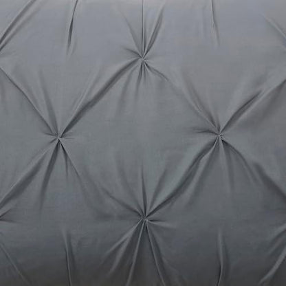 5 Piece Comforter Set Bed in a Bag Ombre Pintuck Design All Season Soft Down Alternative Bedding Comforter Set & Luxurious Matching Bed Sheets & Pillow Sham, Ombre Pintuck Gray, Twin