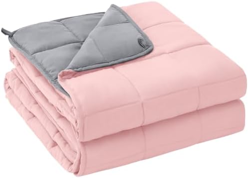 yescool Weighted Blanket for Adults 17lbs Twin Size, 48" x 72", Pink Grey
