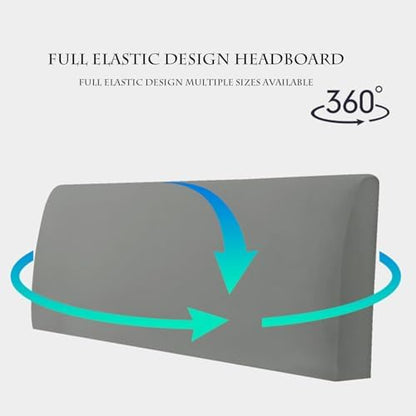 Stretch Headboard Slipcover, Elastic Bed Protector for Bedroom Decor, Full Coverage, Taupe (47"x27" / 120x70 cm Size)