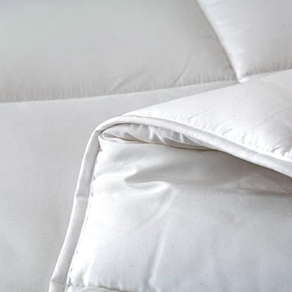 Dorrin Nessin Twin Size Down Alternative Comforter All Season Duvet Insert(White,68x90)-Ultra Soft Double Brushed Microfiber Quilt Cover, Classic Box Stitched with 8 Corner Tabs