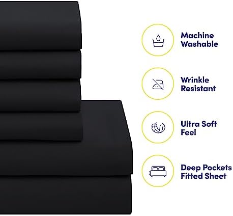 Sweet Home Collection 5 Piece Comforter Set Bag Solid Color All Season Soft Down Alternative Blanket & Luxurious Microfiber Bed Sheets, Black, Twin XL