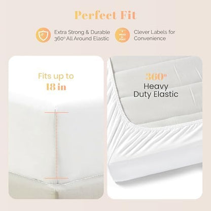 100% Egyptian Cotton Split King Sheets Sets for Adjustable Bed - Luxury 800 Series Elite Collection Top Sheet (5 PC, White), Soft Cooling Hotel Sheet, Fits Mattress Upto 18"