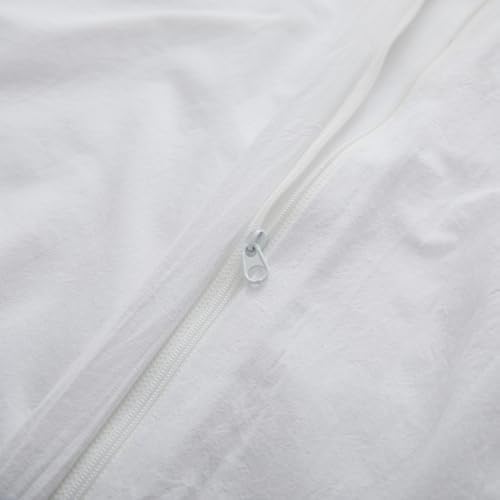 LOVQUE 100% Washed Cotton Duvet Cover, White, King Size, 104x90 Inches