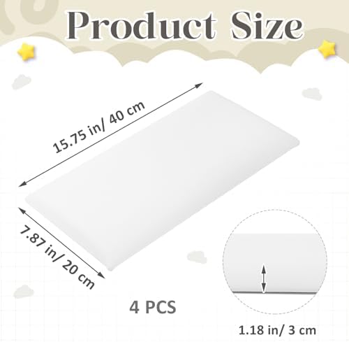 Hahafelt 4 Pack Wall Padding Headboard 15.75" x 7.87" x 1.18" White