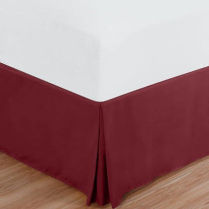 Mattress-Homes Luxury Box Pleated Bed Skirt Split Corners Platform Style Easy Fit Fade & Wrinkle Resistant with Tailored Drop 18 Inch (King, Burgundy)
