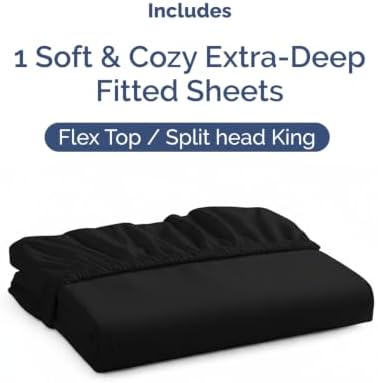 CGK Linens Extra Deep Flex Top Split Head King Fitted Sheet Only - Black