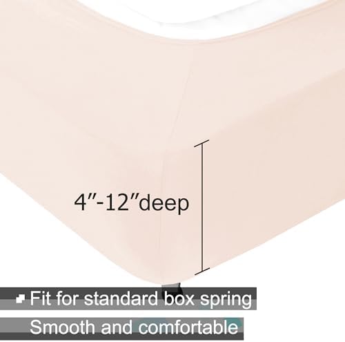 ALYVIA SPRING Full Size Box Spring Cover Jersey Knit Stretchy, Pink