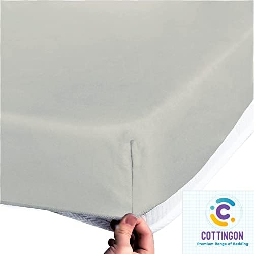 1 PC Cot Size 30" x 75" Fitted Sheet, 100% Egyptian Cotton, Abalone Grey