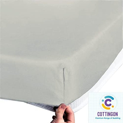 1 PC Cot Size 30" x 75" Fitted Sheet, 100% Egyptian Cotton, Abalone Grey