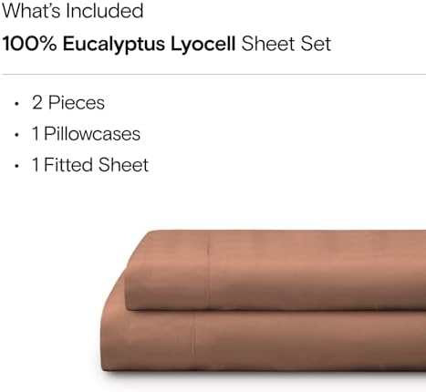 Sijo AiryWeight Tencel Sheet Set, 100% Lyocell Derived from Eucalyptus, Buttery Soft, Architectural Digest Best Cooling Sheets Winner - 2pc - 1 Pillowcase 1 Fitted (Clay, Twin)