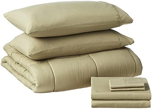 Sweet Home Collection 7 Piece Comforter Set Bag Solid Color All Season Soft Down Alternative Blanket & Luxurious Microfiber Bed Sheets, Sage, Queen
