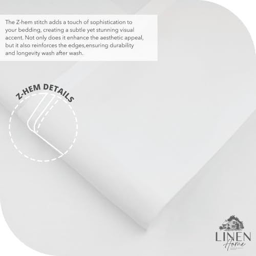 Linen Home 6 Piece California King Sheet Set, 100% Cotton Percale, 4 Pillowcases, Deep Pocket with All Around Elastic Sheet, Crisp Breathable Bedding, Hotel Luxury, Long-Staple Combed Cotton, White